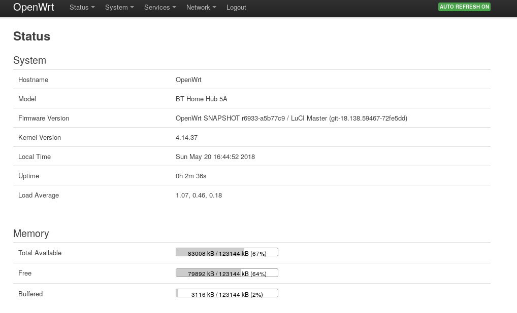 OpenWRT web interface